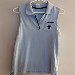 Piper sleeveless riding polo shirt medium cotton spandex blue
